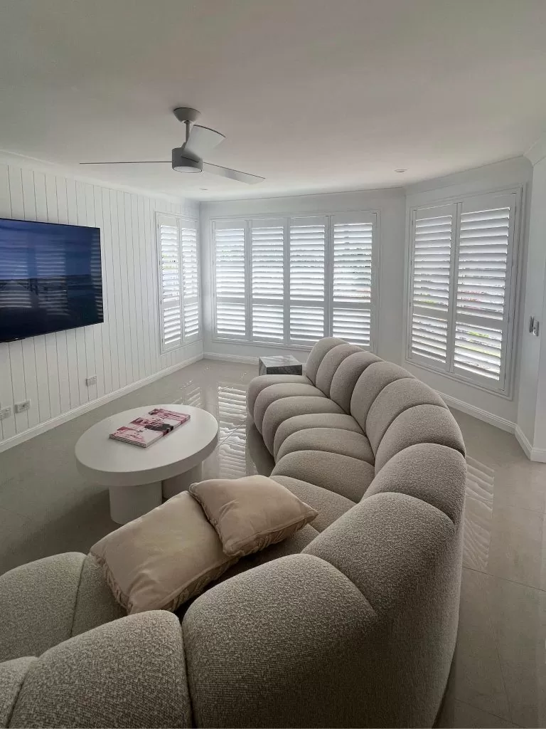 plantation shutters installed in living room